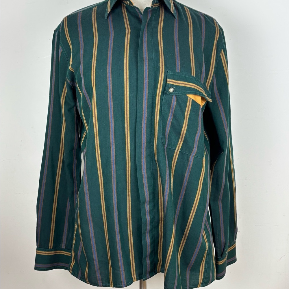 Striped Green and Yellow Men's Shirt